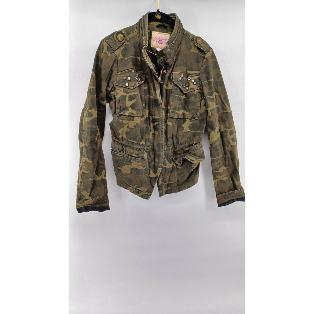 PINK ENVELOPE Jacket Camouflage Junior Size Small Full-Zip Rhinestones.